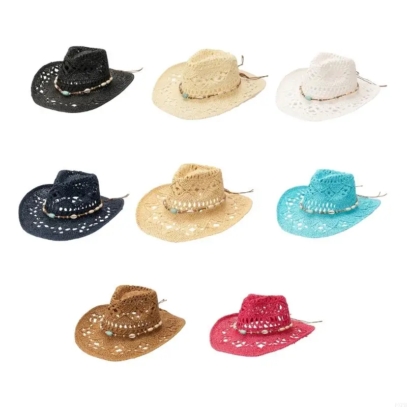 

PXPB Handwoven Straw Hat Sun Protective Hat Wide Brims Panama Hat with Hollowed Design