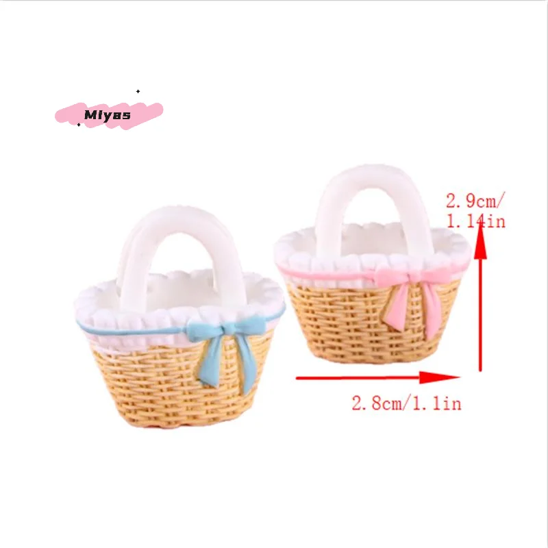 2/3Pcs Dollhouse Miniatures Rattan Bamboo Flower Basket Models Cute Doll House Accessories Decor Pretend Play Toys