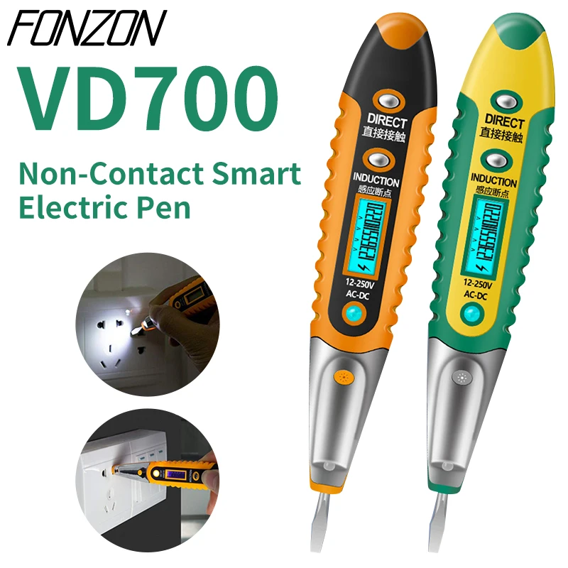 

Multifunctional digital test pen AC/DC 12-250V voltage tester electrician screwdriver LCD display with LED illumination