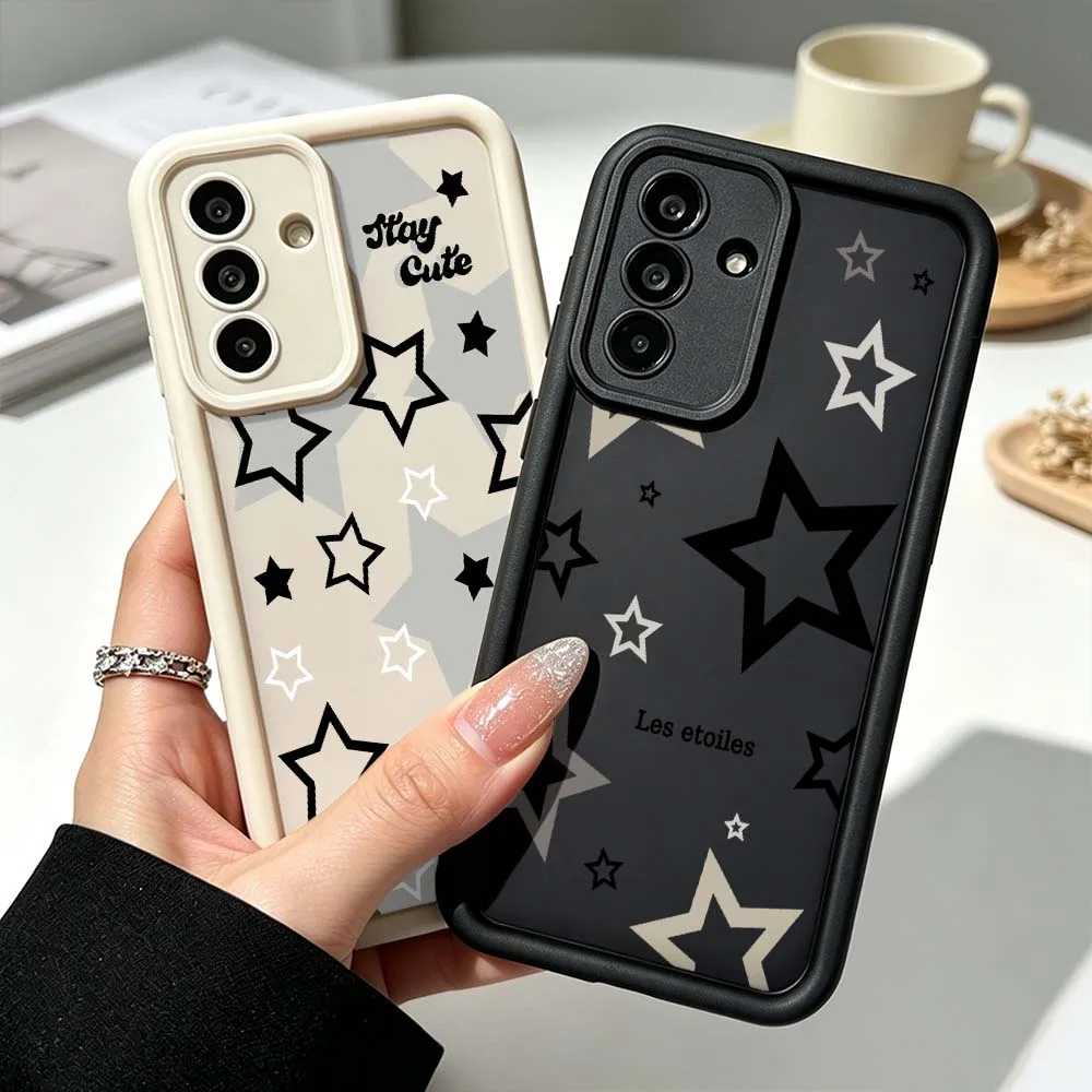 Stylish Black White Star For Samsung Galaxy A73 A57 A56 A55 A54 A53 A52s A37 A36 A35 A33 A17 A16 A07 A06 A05 Phone Case