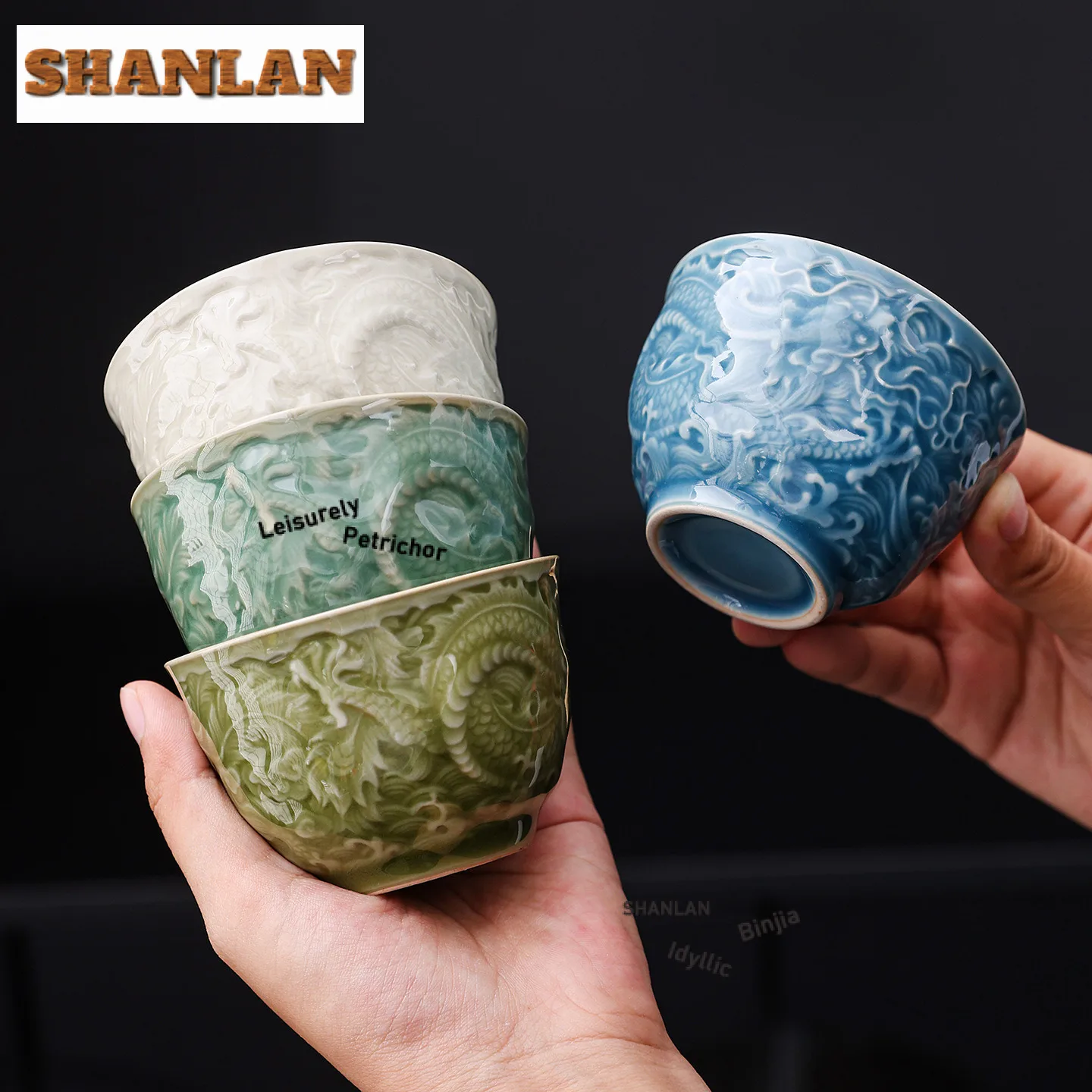 

100 мл керамическая чашка ручной работы с тиснением дракона, чайная чаша, набор чашек, чашка с ароматом для дегустации чая, чашки Chazhan Master, посуда для напитков