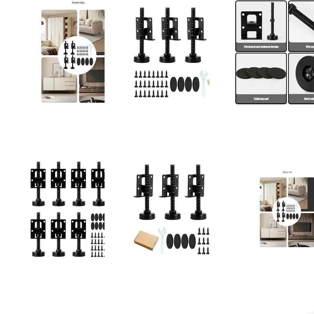 furniture-levelers-with-four-hole-mounting-plates-and-slip-reducing-bases-for-storage-racks-on-smooth-tile-flooring-m4yd