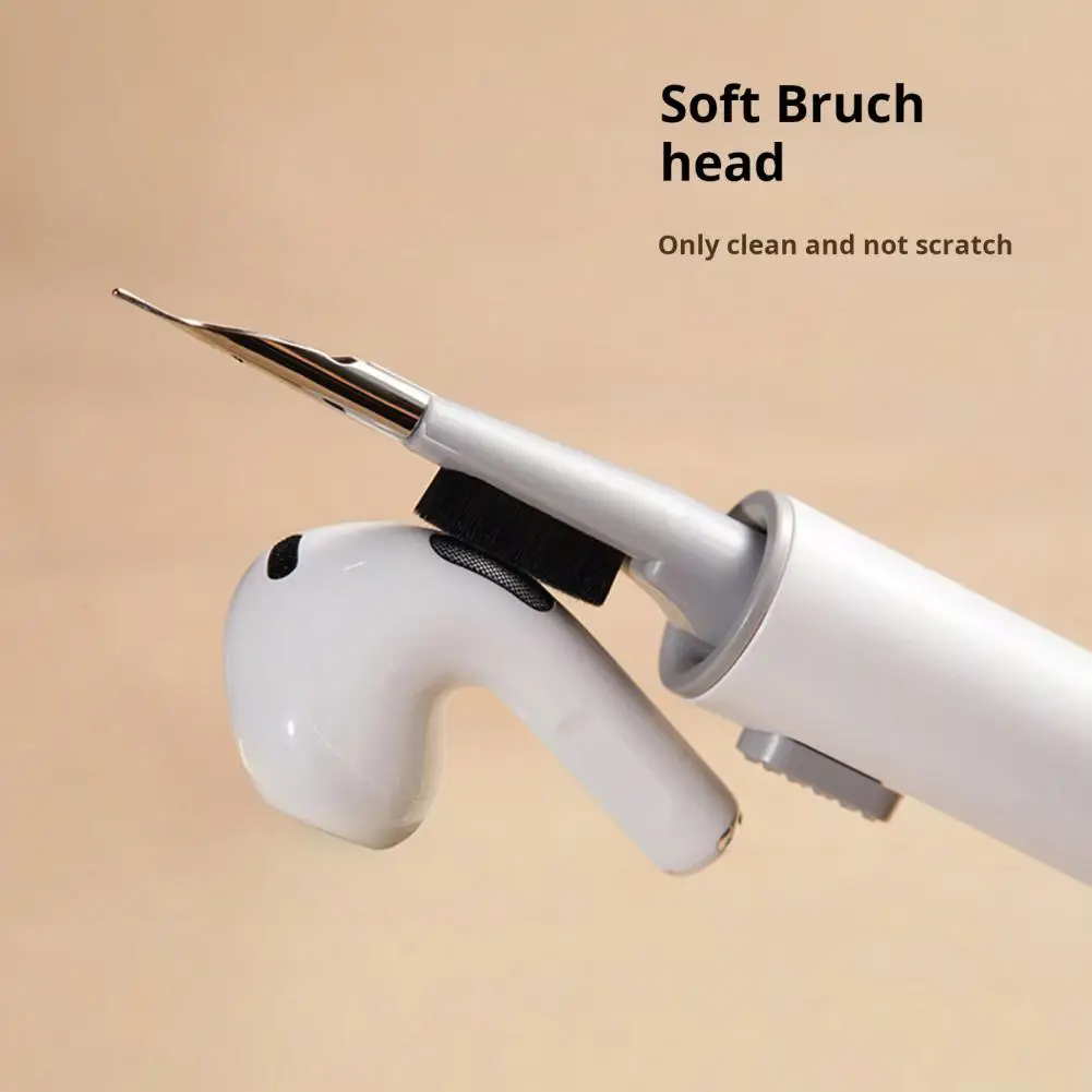 Herramienta multifunción portátil para auriculares, bolígrafo con punta de Metal, esponja flocada, cepillo de eliminación de polvo, Ideal para auriculares y ordenador
