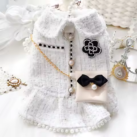 Winter Fall Pet Clothes, Luxury Princess Dress With Pearl Bowknot For Small Dogs &amp; Cats - Perfect For Bichon Frise, Schnauzer
