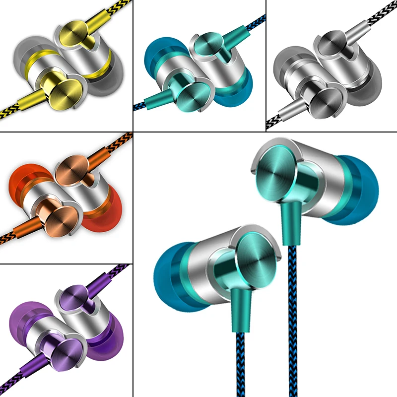 3.5mm In-Ear Stereo Earbuds Headphone Wired Nylon Weave Cable Earphone Headset With Mic For Phones Tablet Laptop Universal