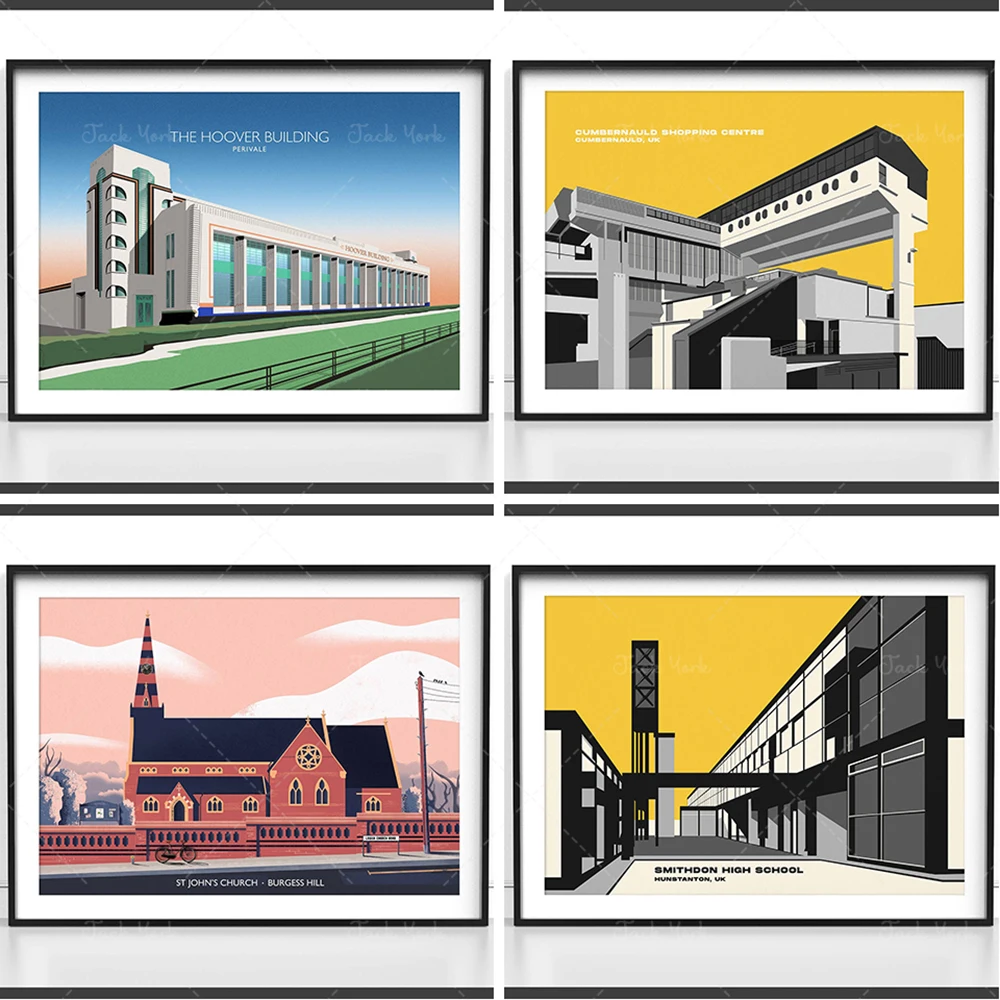 

Cumbernauld Town Centre ,Smithdon High School,Fagus Factory,Unité d'Habitation,Hoover Building Poster