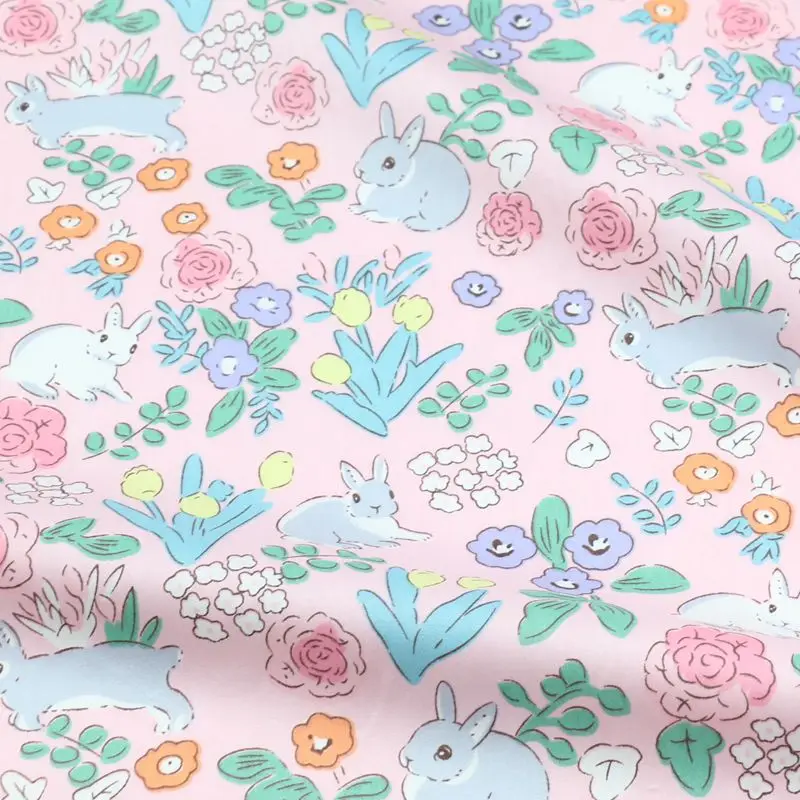 160x50cm Cartoon Little Bunny Floral Tkanina Bawełniana tkanina z nadrukiem skośnym, kołdra Prześcieradło Patchwork