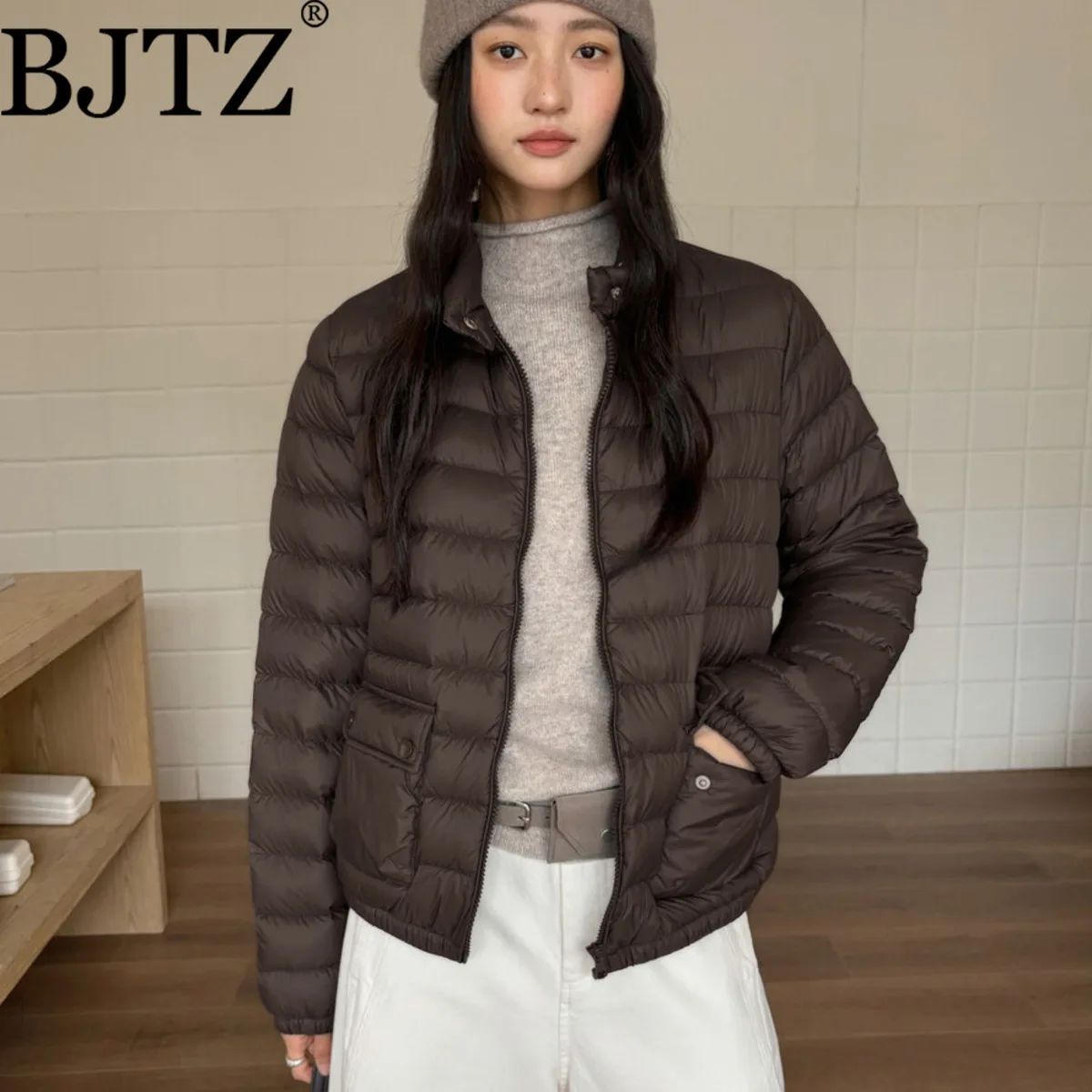 

BJTZ Women’s Warm Lightweight Down Jacket Coat Comfortable Elegant Minimalist Premium Quality Autumn Fall Casual Outerwear