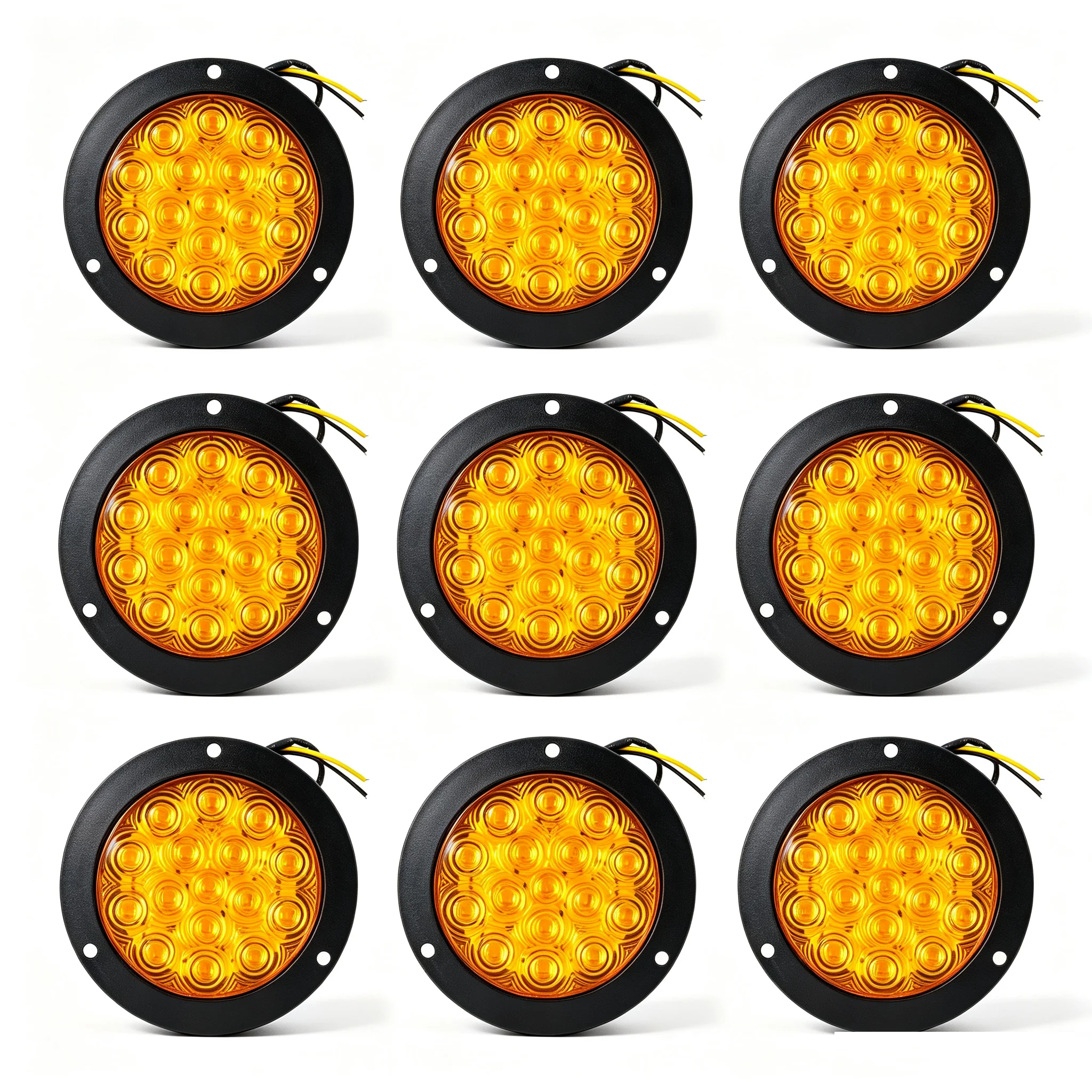 10pcs Round Rear Tail Lights Turn Signal Brake Stop Reverse Lamp Car Truck Trailer Lorry Red Yellow White 12V 24V