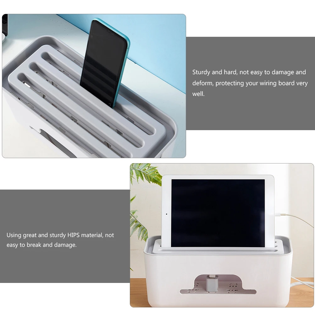 

Holder Power Line Storage Plastic Cord Organizer Case for Kitchen Bathroom Living Room White Sturdy HIPS Material Safe