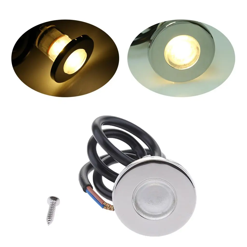 Round LED 12V Courtesy Light Amber Marine Boat RV Yacht Camper