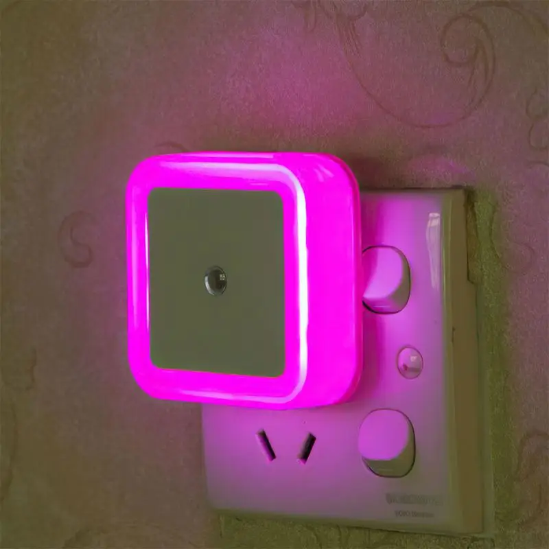 LED Night Light Plug in Dusk to Dawn Sensor Wall Nights Lamp Square for Bedroom Hallway Stairs Corridor 110V 220V+Phone stand