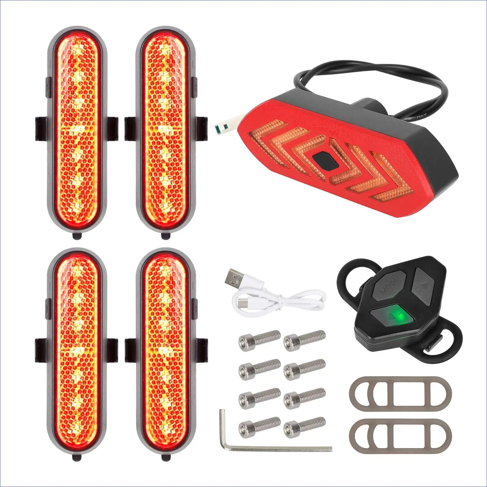 Intelligent Remote Control Turn Signal Light LED Warning Light Charging Turn Signal Light Suitable for Bike Motorcycle E-Scooter