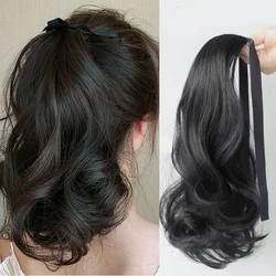 Aosiwig-Sintético Ponytail Hairpiece Extensões Para As Mulheres, Natural Longo Ondulado Pony Tail, Extensão Do Cabelo Garra Clipe, Falso Rabo De Cavalo