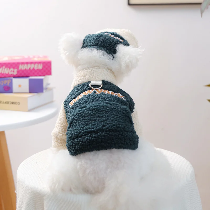 

2025 Autumn Winter Pet Dog Cat Hoodie New York Plush Fleece Dark Green, Cute Puppy Cozy Casual Sweatshirt Holiday Outfit