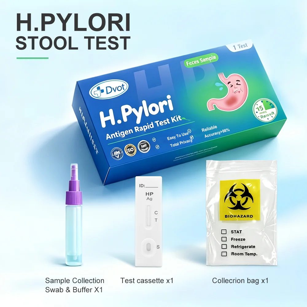 Kit de test H. Pylori Helicobacter Pylori sur les selles 2/5, 10-15 minutes, haute précision, facile à utiliser, test à domicile, aucun visite en laboratoire requise