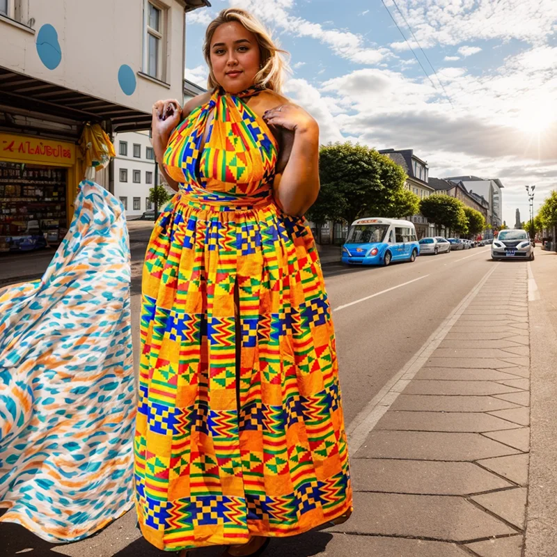 Vestido largo africano sin mangas para mujer, traje Sexy con estampado nacional y Espalda descubierta, Estilo Vintage e informal, 2021