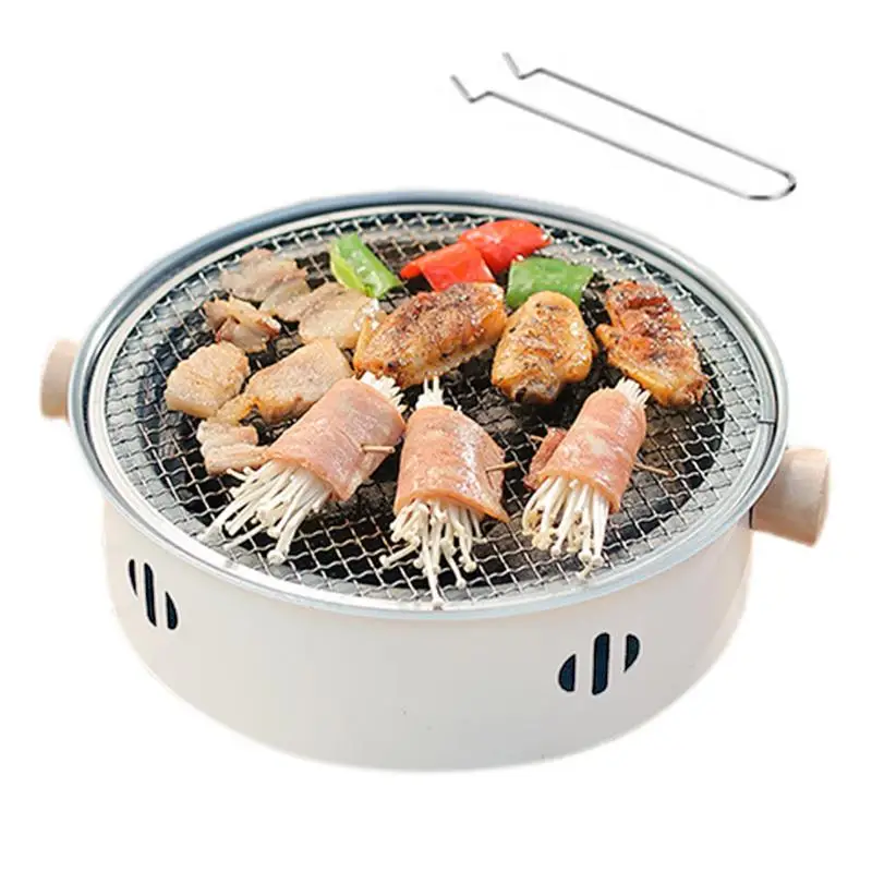 Camping Charcoal Grill Outdoor Stainless Steel Charcoal Stove Barbecue Non-Stick Backyard BBQ Cooker For Milk Sweet Potato Tea