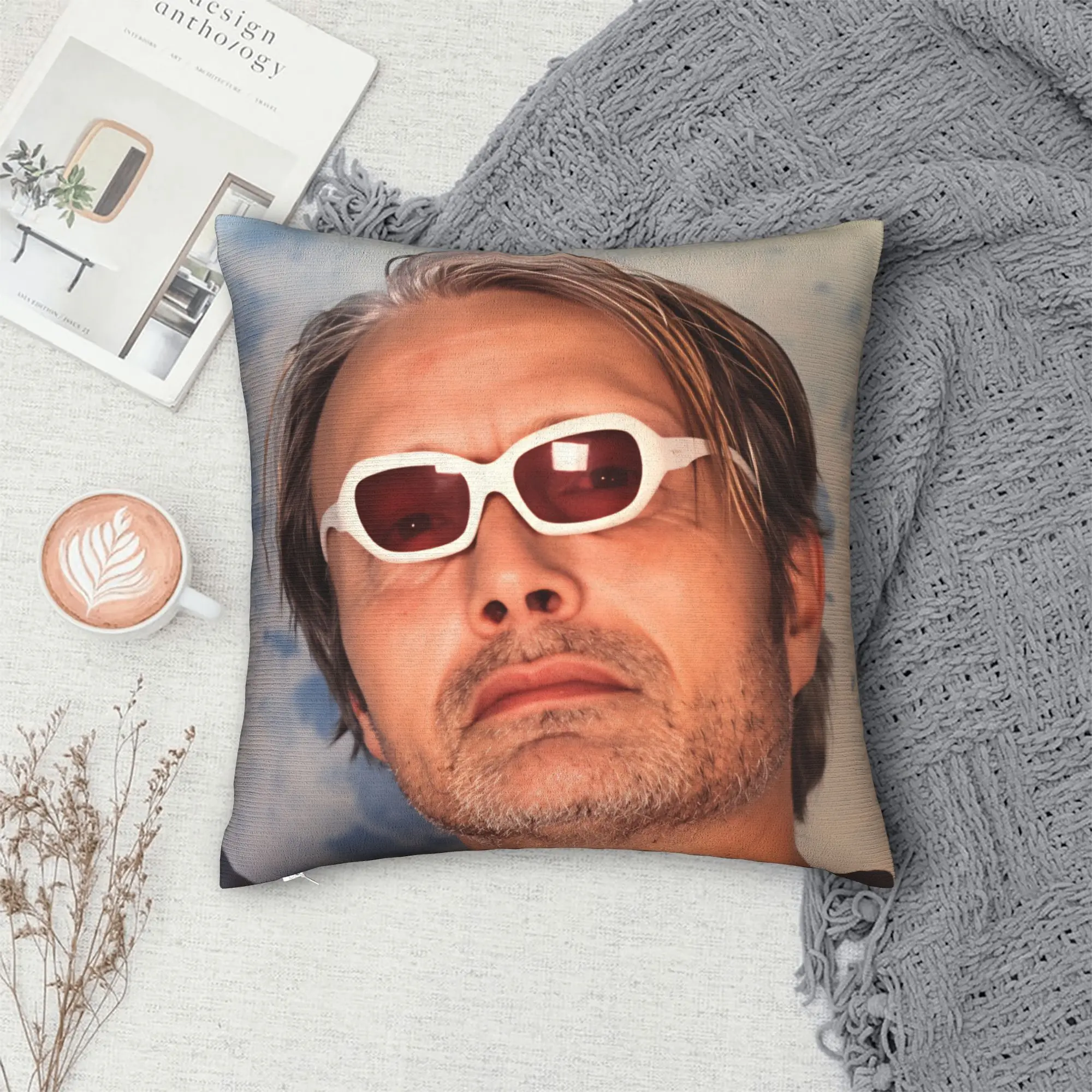 Mads Mikkelsen H-Hannibal Face Pillow Case  Comfy Pillow Cover Funny Pillowcases For Sofa Car Home Decor