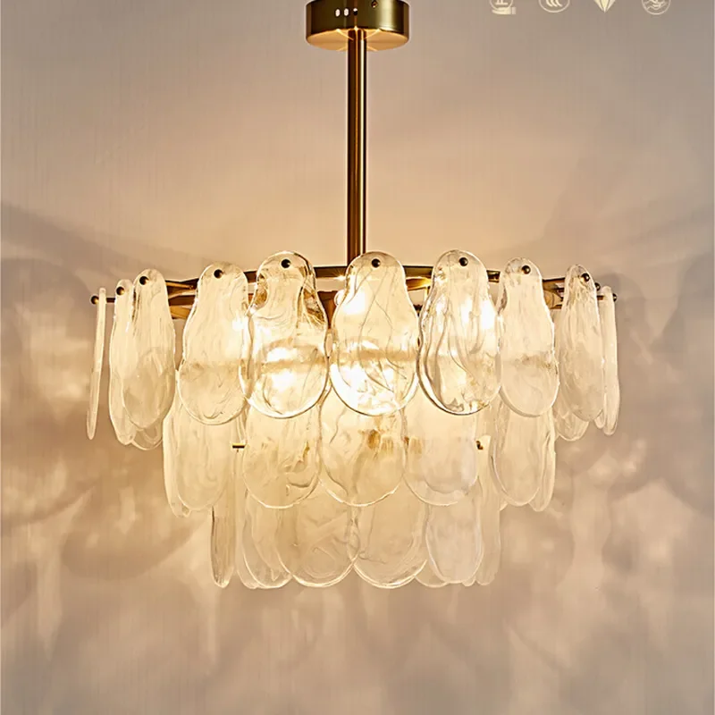 Light Luxury Glass Chandelier Snowflake Design Creative Designer Lamp for Living Room Bedroom Study Dining Room Simple Modern