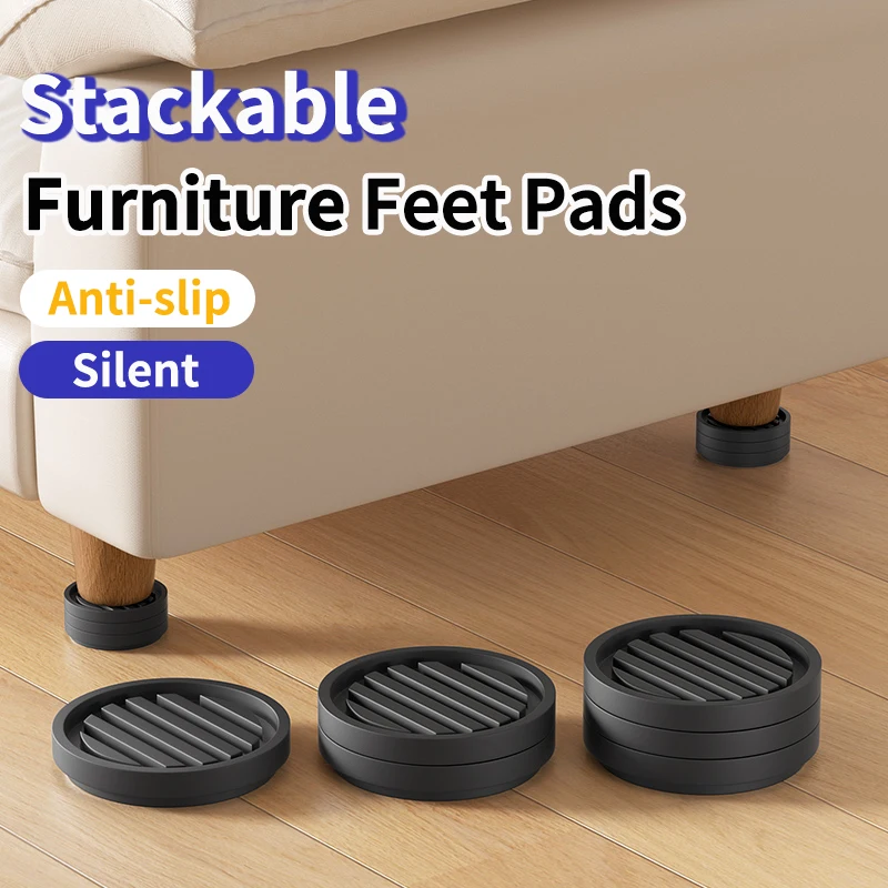 Heavy Duty Stackable Furniture Risers Triple Anti Slip Design with Anti Vibration Stripes for Beds Cabinets and Appliances
