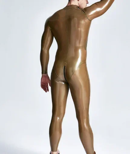 اللاتكس Gummi المطاط اليدوية بارد المألوف الكتف سستة ضيقة الملابس Catsuit ارتداءها نادي الحفلات تأثيري