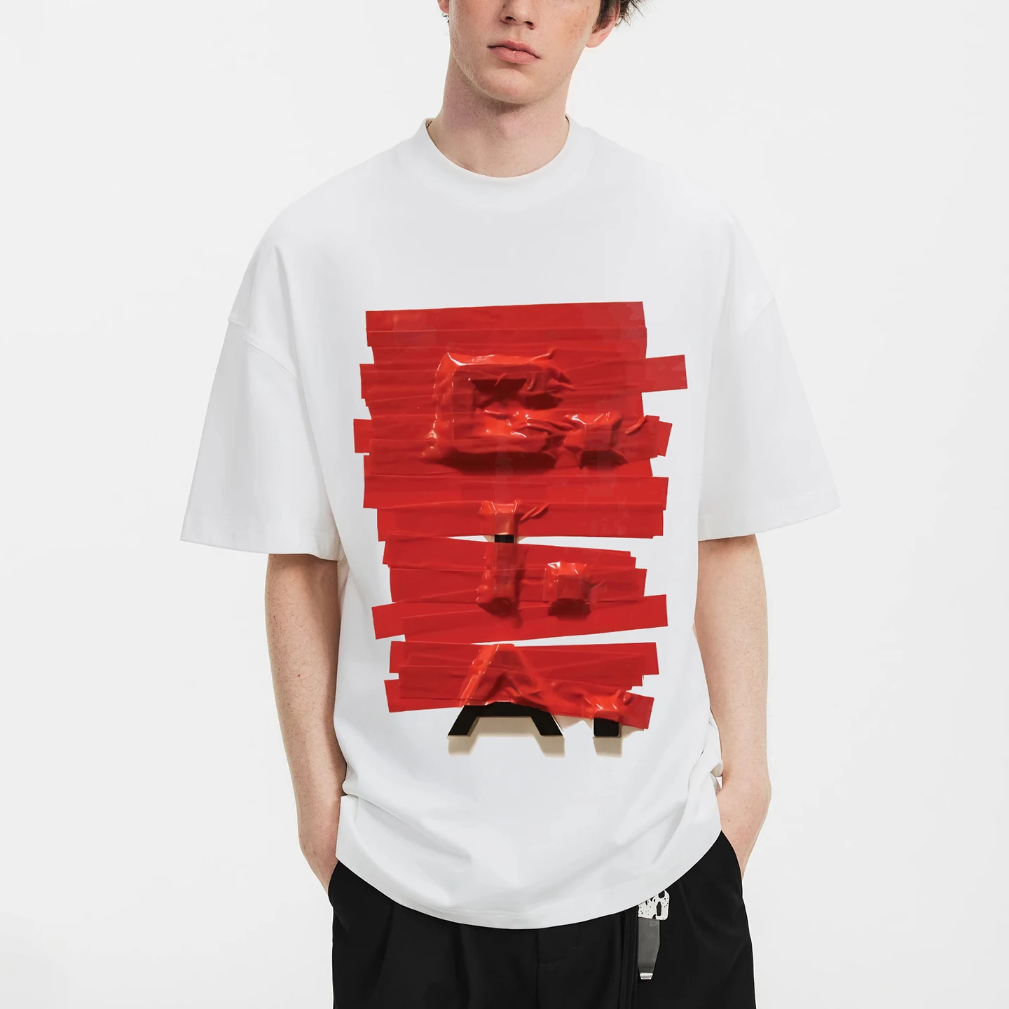 

Retro Aesthetic Cotton T-shirt Funny Graffiti Pattern Clothes Round Neck Loose Breathable Non-Fading Comfortable Fabric