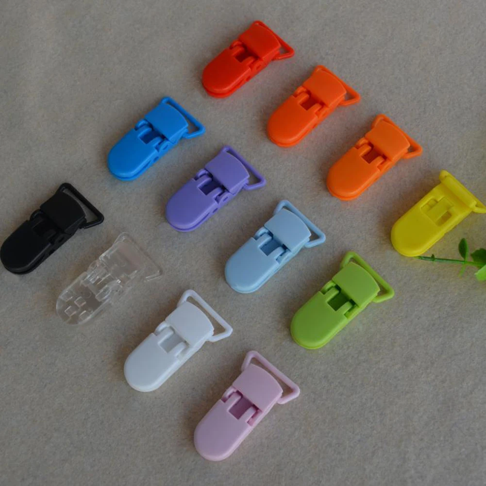 10pcs Binky Paci Holder Color Random Plastic Suspender Clips Solid Color Binky Soothie for Boys and Girls Fits for Most Pacifier