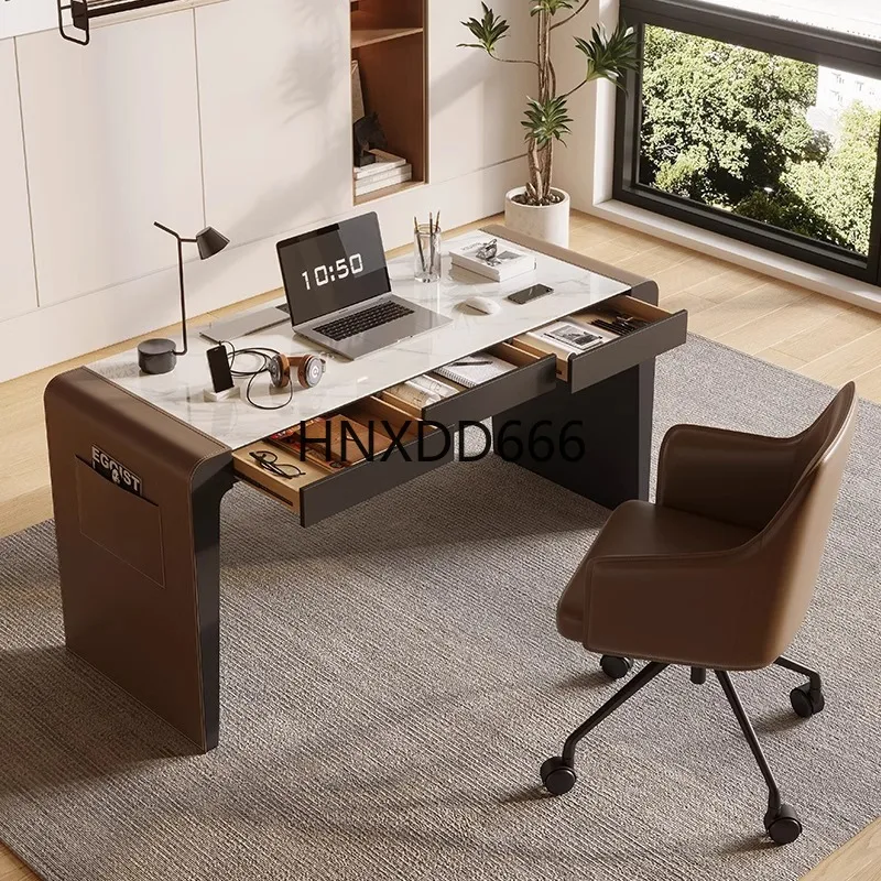 مكتب كمبيوتر Rock Slab Saddle Skin - مكتب مكتب على الطراز الصناعي الحديث للمنزل أو العمل