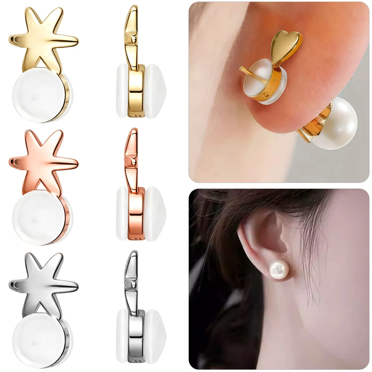 8/10Pcs Earring Safety Backs Silicone Ear Lock Stoppers Heavy Earrings Support Droopy Stopper Replacement Jewelry Accessories
