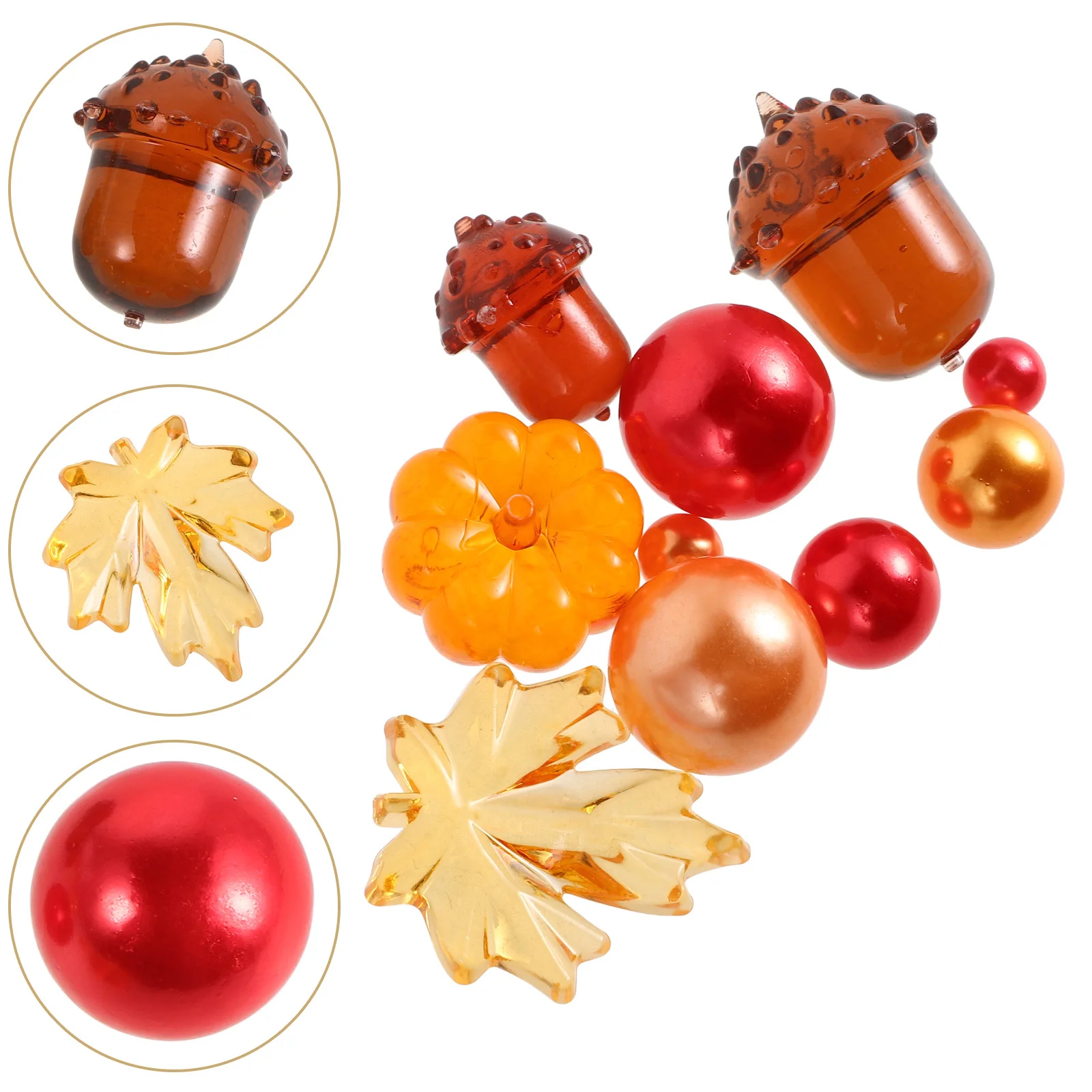 

1Set Thanksgiving Vase Filler Autumn Pumpkin Maple Leaf Hazelnut Floating Beads Fall Decor Vase Centerpiece Seasonal Table