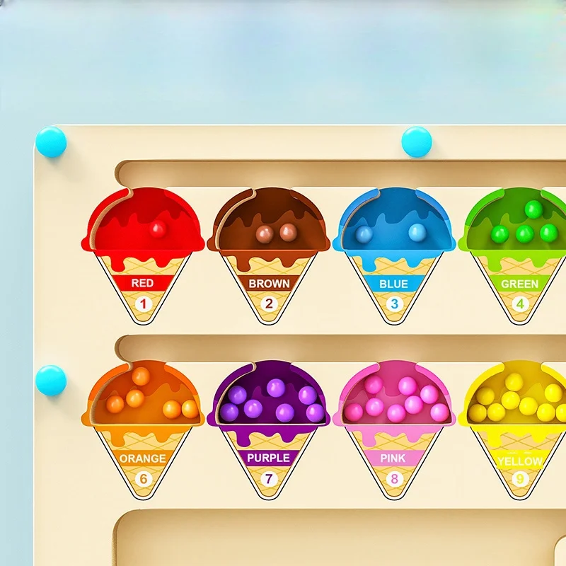 Montessori cor magnética classificação labirinto número labirinto brinquedos de madeira quebra-cabeça placa atividade brinquedos motor fino para crianças meninos meninas