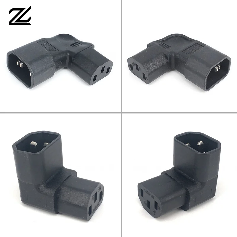 3pin Male To Female Extend 90 Degree Down Up Angle AC Converter IEC 320 C14 To C13 Left Right Angle AC Adapter IEC 320