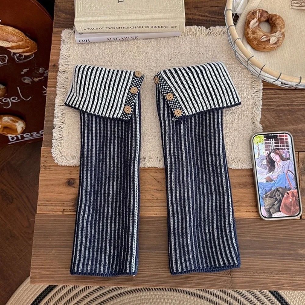 1 Pairr Cotton Blend Leg Warmer Thickened Knit Fold-Over Cuff Cuffed Leg Warmer Slouchy Silhouette Decorative Button