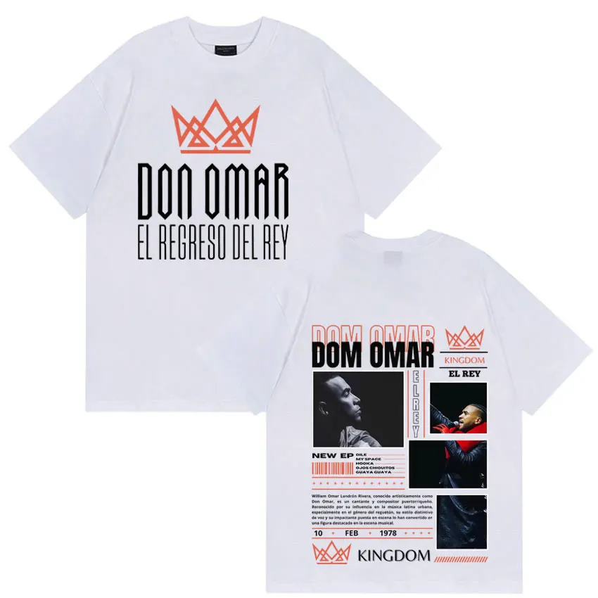 Camiseta con estampado de doble cara del rapero Don Omar, ropa gótica holgada para hombre y mujer, camisetas informales holgadas de verano con cuello redondo de alta calidad