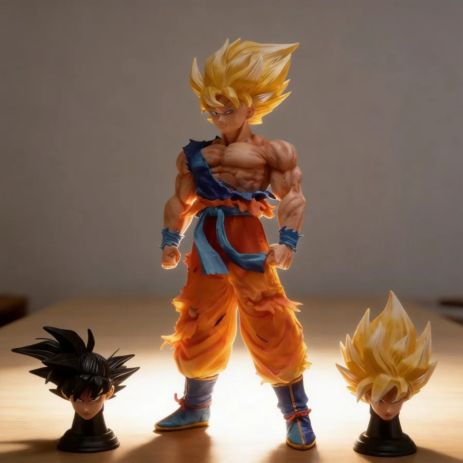 

Фигурка Dragon Ball Z: Гоку Первый Супер Сайян, 28 см, GK, с тремя головами, коллекционная модель, украшение, подарок