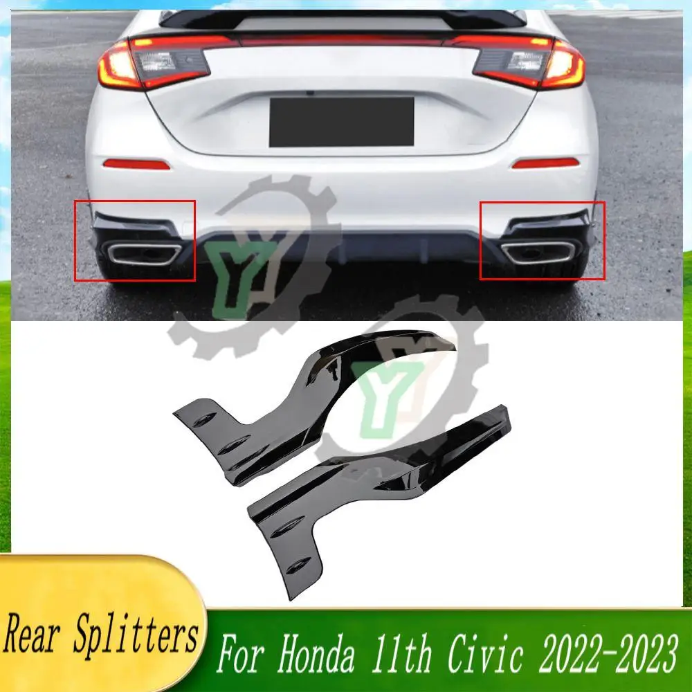 

For Honda 11th Civic Hatchback 2022-23 Rear Bumper Side Corner Diffuser Lip Splitters Lower Corner Spoiler Aprons Wrap Angle