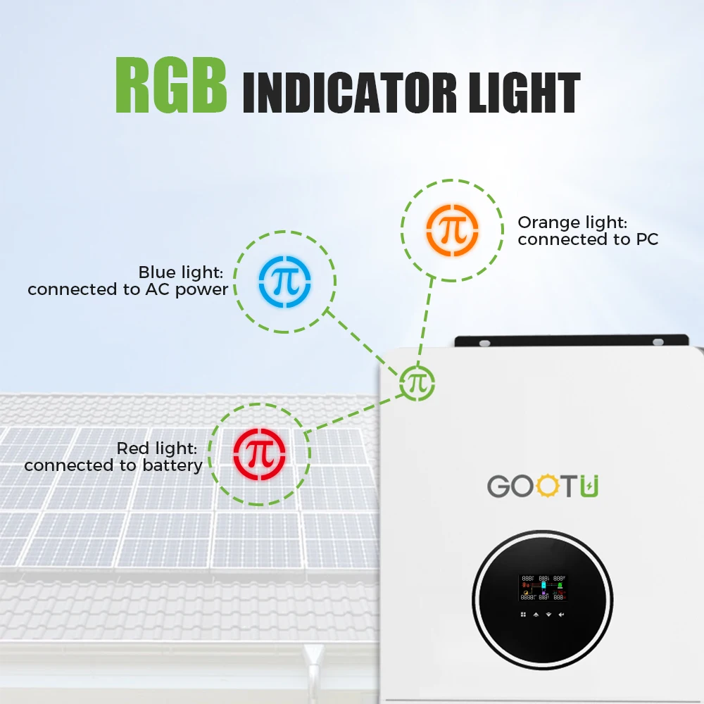 GOOTU Hybrid Solar Inverter 4.2KW 6.2KW On Grid Pure Sine Wave 48V Dual Output with MPPT 120A Solar Charger Power Home Inversor