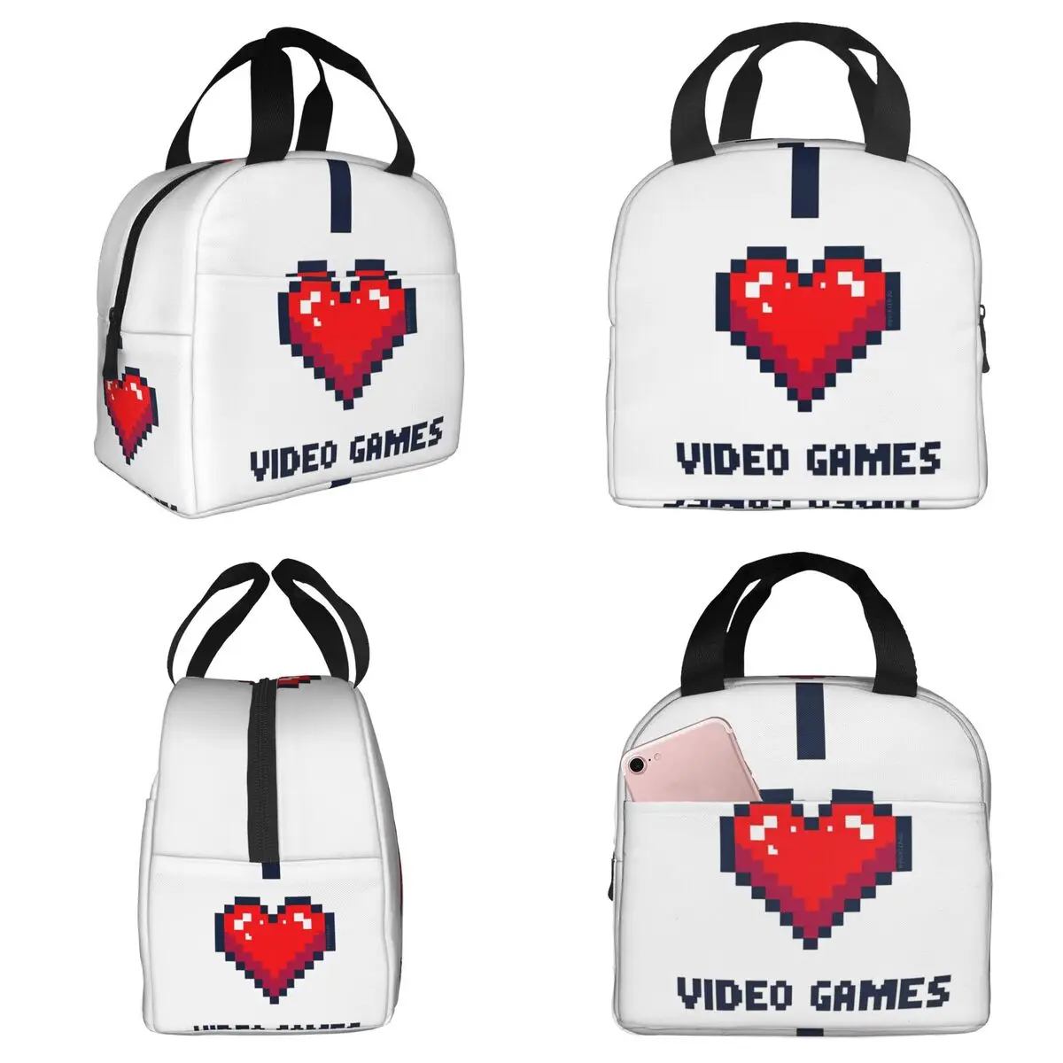 

Термосумка для обедов I Heart Video Games для женщин, офисная термосумка-холодильник, портативный контейнер для еды