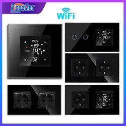 Smart Thermostat Light Switch Wall Socket with Glass WiFi Thermostats Water Electric Floor Heating Gas Boiler Thermoregulator