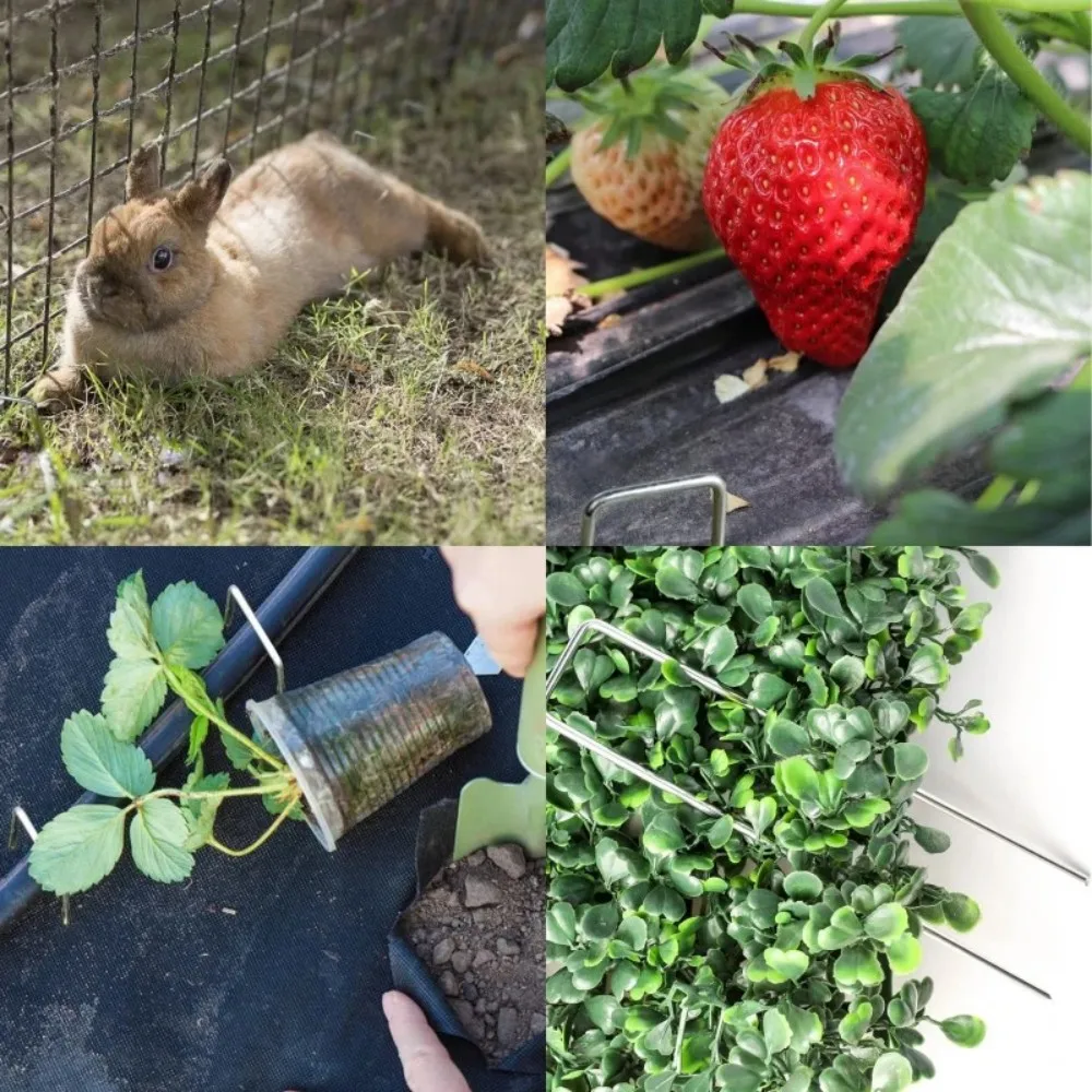 U-type Garden Staples Heavy-duty Fence Tubing Stakes Sod Pins Galvanized Landscape Spike for Holding Lawns Barrier Ground Nail