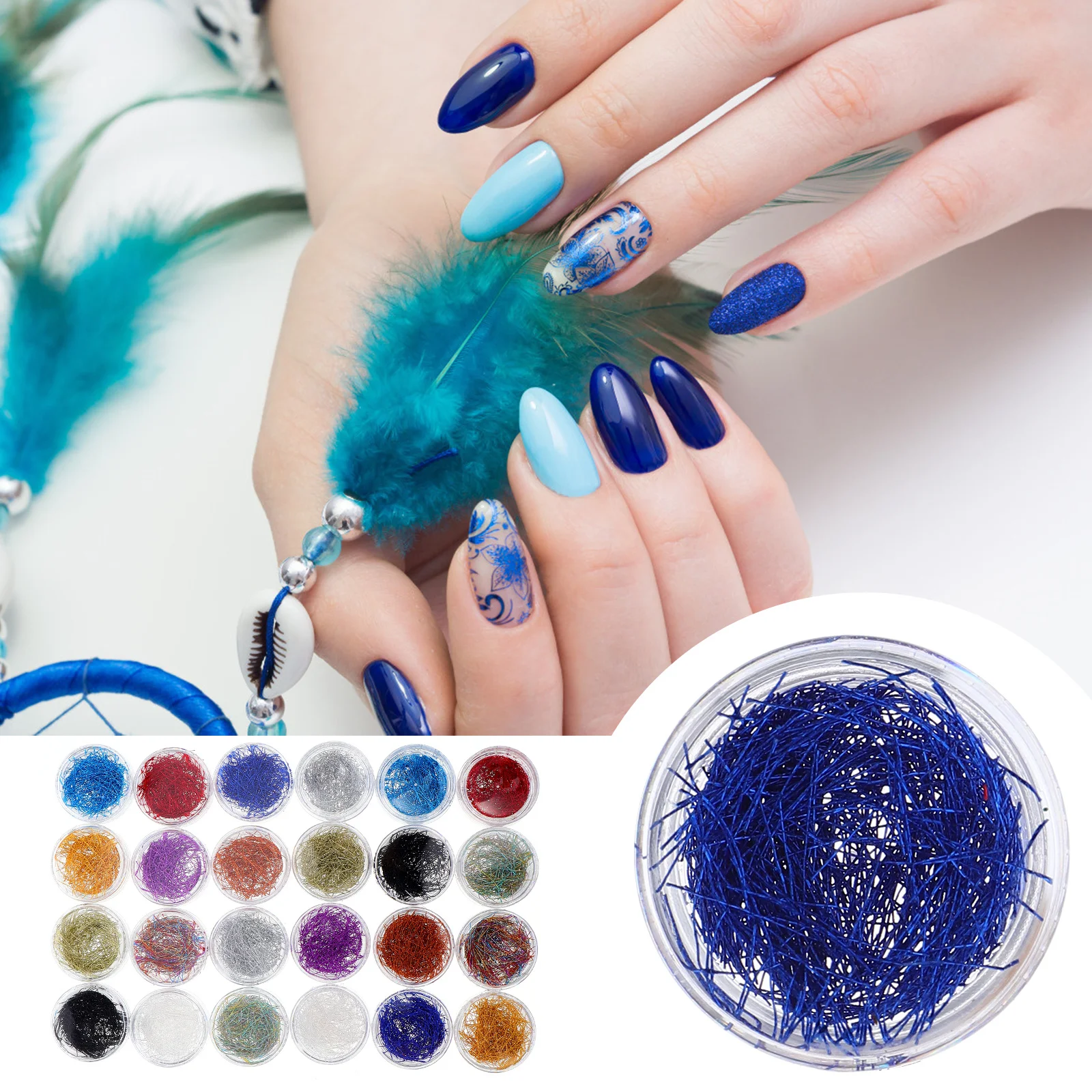 2 scatole di filo metallico per scaglie di lamina, per unghie, doratura, imitazione foglia di seta, strisce glitterate leggere e durevoli, accessori fai da te