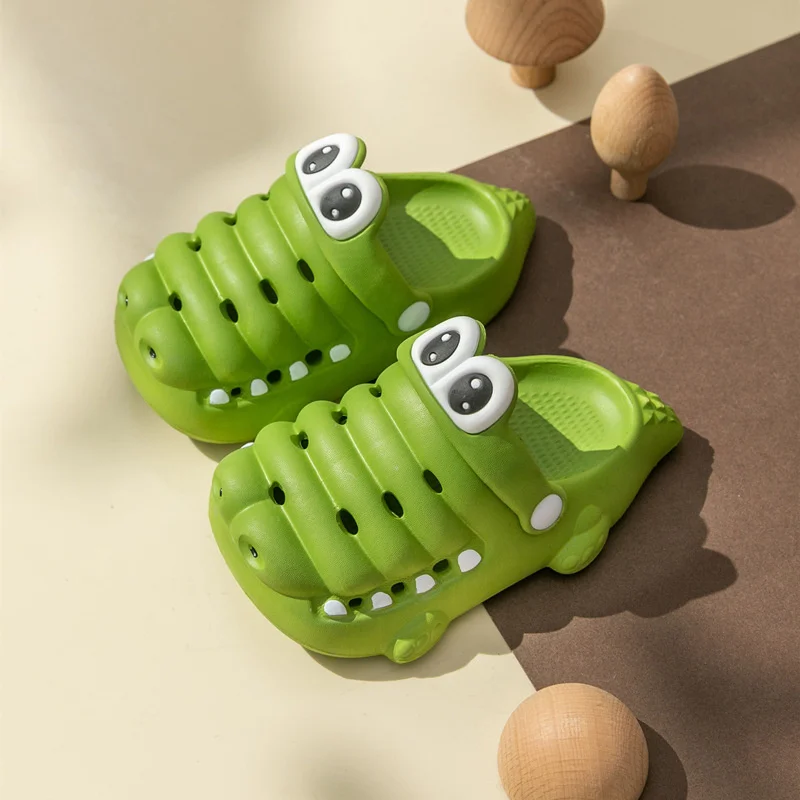 

Children's Slippers Summer Cute Cartoon Crocodile Girls' Boys’ Baby Hole Sandals Shoes Soft Sole Anti Slip Garden Shoes