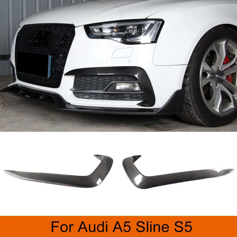 

Front Bumper Fog Lamp Fins Vent Trims Decoration for Audi A5 Sline S5 2012 - 2016 Fog Light Eyebrow Bumper Fins Canards Trims