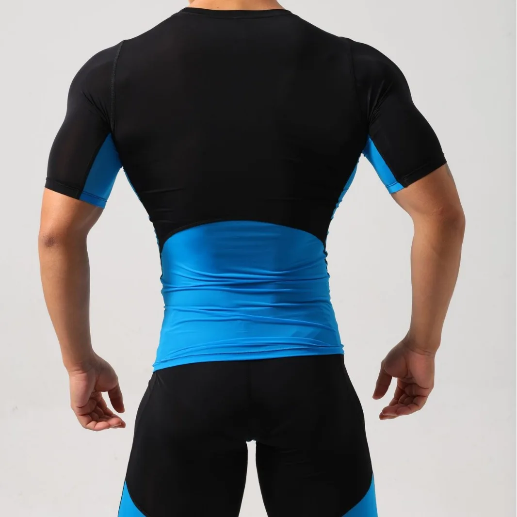 Men's Ice Silk Super Elastic Quick Dry Comfortable Tight Fit Compression Fitness Suit for Running Gym Training Summer
