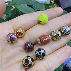 Football Basketball Rugby Basketball Ball Bead Spacer Sports Charms Metal Lanyary Beads For Jewelry Making Paracord Accessories