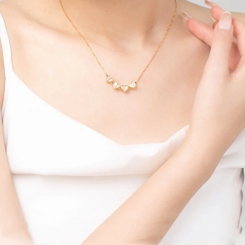 s925 sterling silver necklace women's mother-of-pearl four-leaf clover sweater chain love pendant