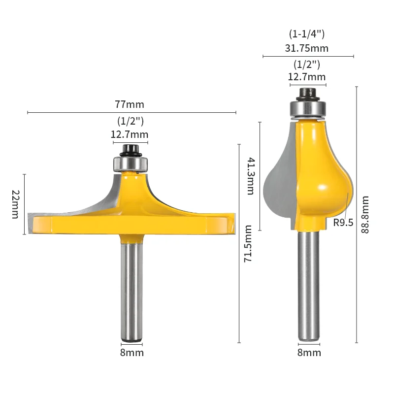 PTA 2PCS Armrest Mill Handrail Router Bits Set Carbide Cutters Woodworking Milling Cutter For Wood Bit Face Mill