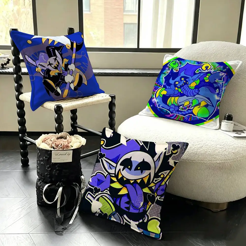 D-Deltarune Jevil Brooch Metal Various Sizes Square Pillow Case For Car Home Bedchamber Decor