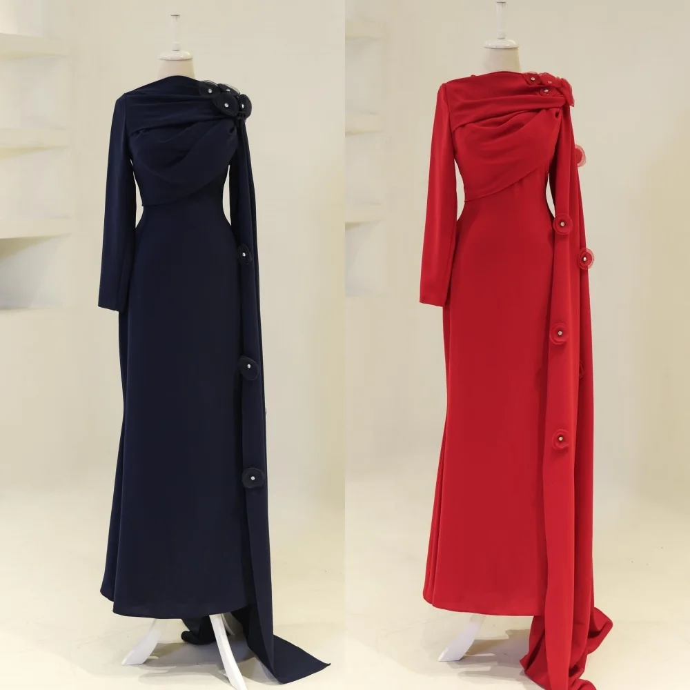 

Customized Jersey Applique Beading High Collar Mermaid Midi Dresses Bespoke Occasion Evening Party Gown Elegant فساتين الحفلات